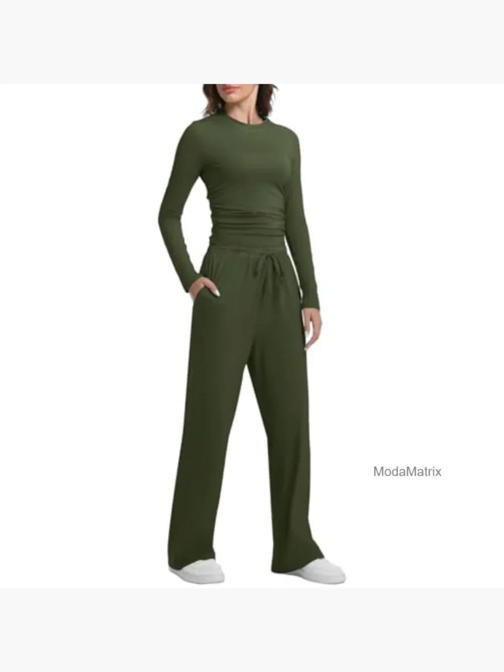 2 Piece Lounge Sets for Women Long Sleeve Wide Leg Tracksuits Matching